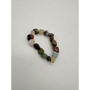 Multicolor Tumbled Gemstone Stretch Bracelet Natural Polished Stones Boho J102